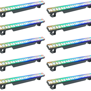 (10) Rockville Pixel Hybrid Bar Battery Linear Wash/Strobe/Blinder Light Strips