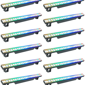 (12) Rockville Pixel Hybrid Bar Battery Linear Wash/Strobe/Blinder Light Strips