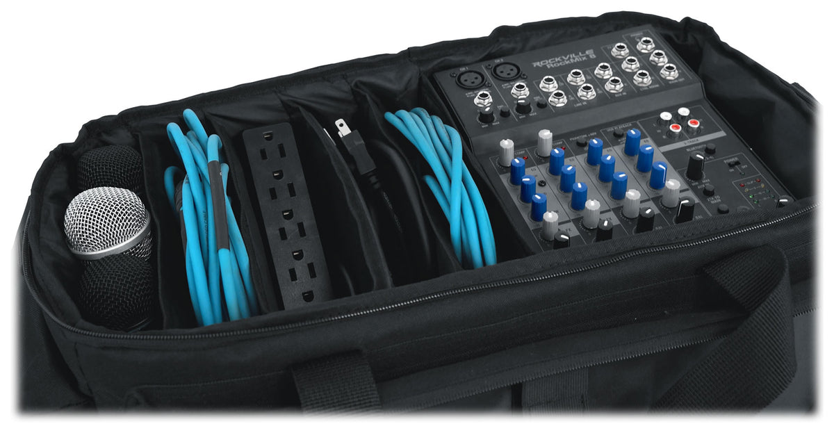 Rockville UT-BAG10 Padded DJ Cable/Utility Bag w/removable Dividers+YKK Zippers