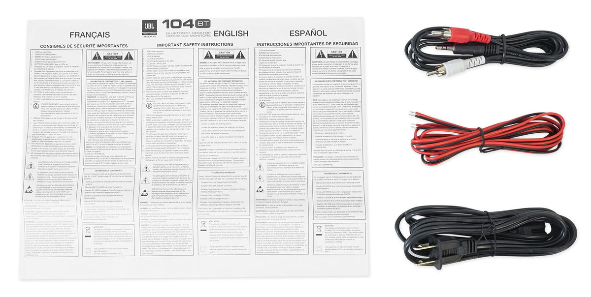 104SET-BTW Pair Compact Powered Active Studio Reference Monitors Bluetooth