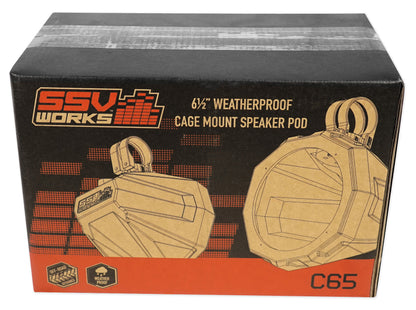 Pair 6.5" Roll Cage Tower Speaker Pods with 1.5" Clamps