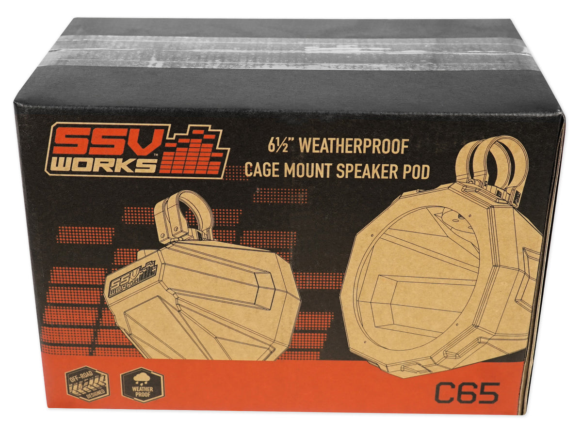 Pair 6.5" Roll Cage Tower Speaker Pods with 1.75" Clamps