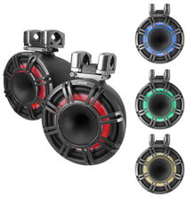 2 KICKER KMTC11 HLCD 11" 600W Horn-Loaded LED Wakeboard Tower Speakers
