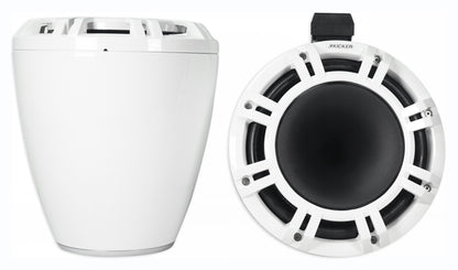 2 KICKER KMTC9 HLCD 9" 600W White Wakeboard Tower LED Speakers with Horns