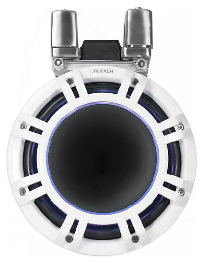 2 KICKER KMTC9 HLCD 9" 600W White Wakeboard Tower LED Speakers with Horns