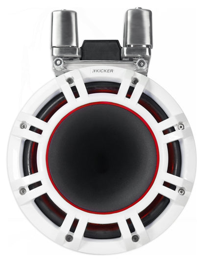 2 KICKER KMTC9 HLCD 9" 600W White Wakeboard Tower LED Speakers with Horns