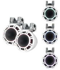 2 KICKER KMTC9 HLCD 9" 600W White Wakeboard Tower LED Speakers with Horns
