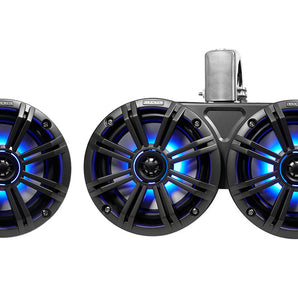 Pair KICKER 45KMTDC65 Dual 6.5" 390w Marine Wakeboard Tower LED Speakers KMTDC65