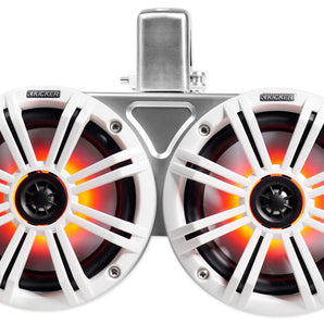 (2) KICKER 45KMTDC65W Dual 6.5" 390w Marine Wakeboard LED Tower Speakers KMTDC65