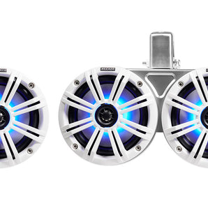 (2) KICKER 45KMTDC65W Dual 6.5" 390w Marine Wakeboard LED Tower Speakers KMTDC65