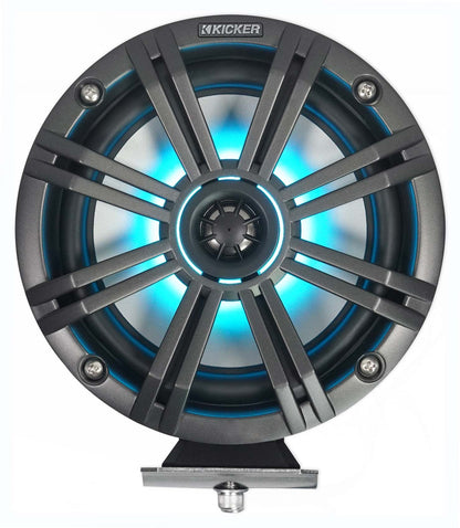 (2) KICKER KMFC65 6.5" 195w Marine LED Speakers in Surface Mount Pods 46KMFC65