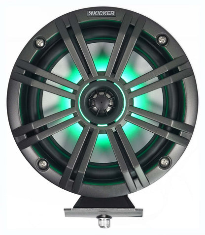 (2) KICKER KMFC65 6.5" 195w Marine LED Speakers in Surface Mount Pods 46KMFC65