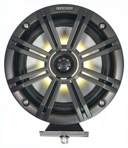 (2) KICKER KMFC65 6.5" 195w Marine LED Speakers in Surface Mount Pods 46KMFC65