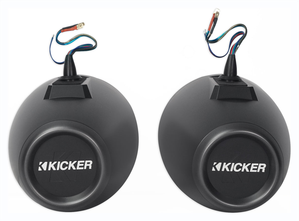 (2) KICKER KMFC65 6.5" 195w Marine LED Speakers in Surface Mount Pods 46KMFC65
