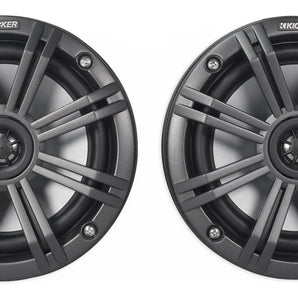 (2) KICKER KMFC65 6.5" 195w Marine LED Speakers in Surface Mount Pods 46KMFC65