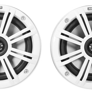 2 KICKER KMFC65 6.5" 195w White Marine LED Speakers+Surface Mount Pods 46KMFC65W