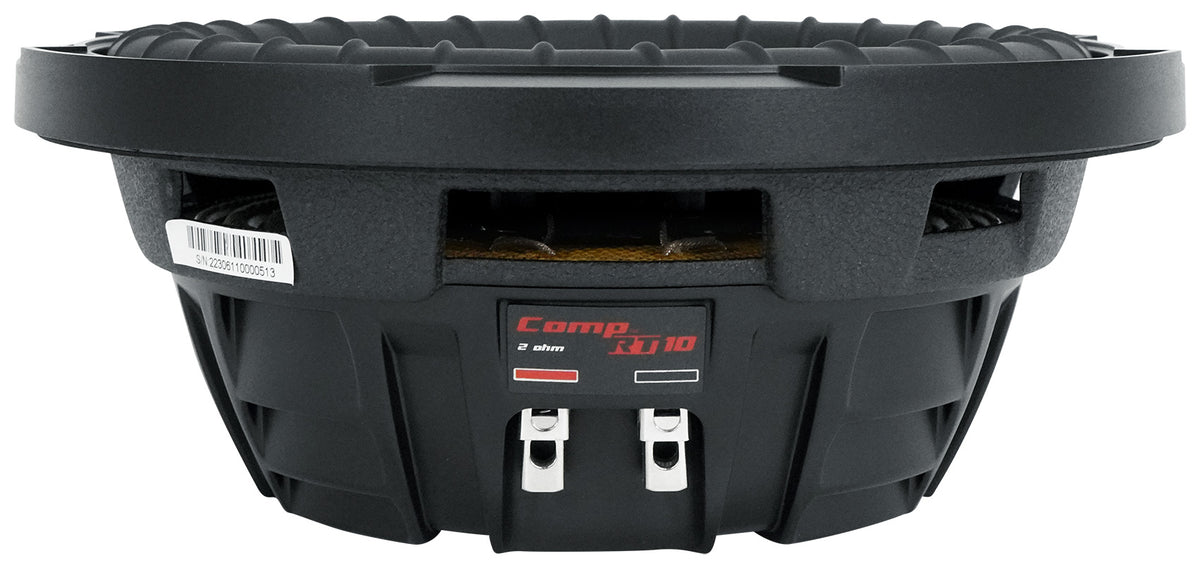 CompRT 800W 10" Shallow Subwoofer, Dual 2-Ohm Voice Coil, COMPRT10