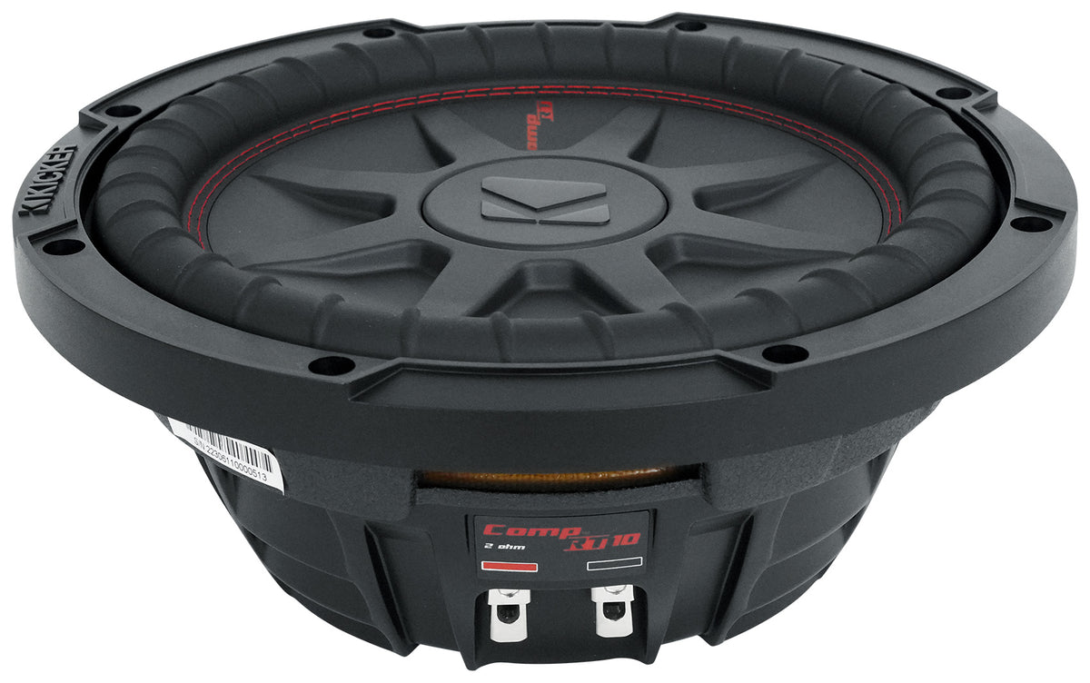 CompRT 800W 10" Shallow Subwoofer, Dual 2-Ohm Voice Coil, COMPRT10