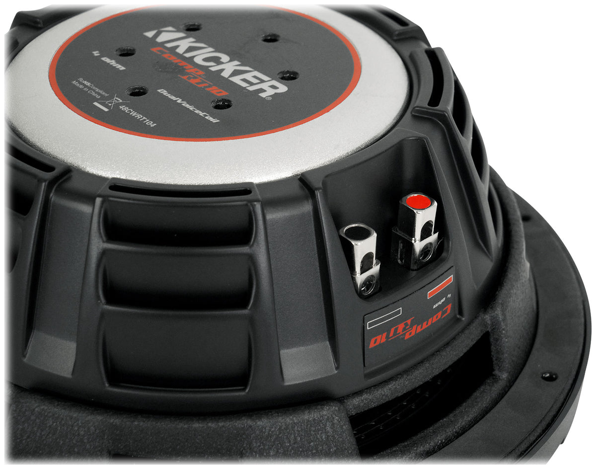 CompRT 800W 10" Shallow Subwoofer, Dual 4-Ohm Voice Coil, COMPRT10