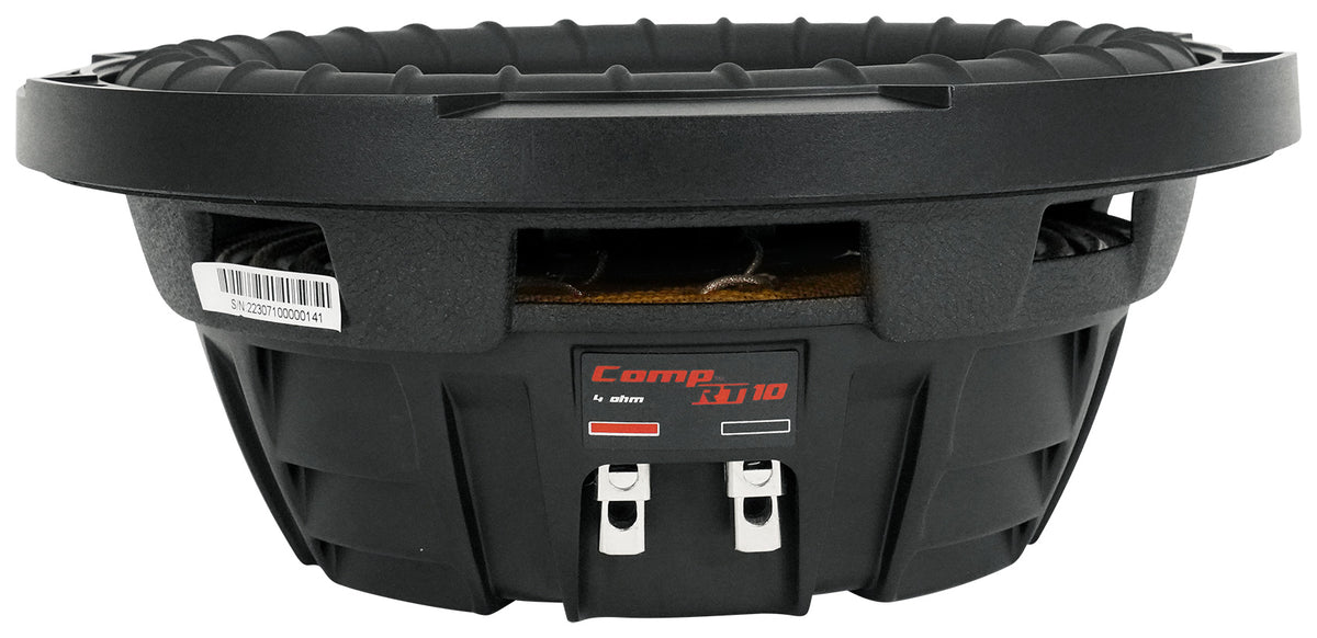 CompRT 800W 10" Shallow Subwoofer, Dual 4-Ohm Voice Coil, COMPRT10