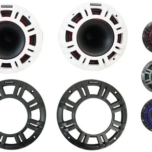 (2) KICKER 48KMXL654 300 Watt 6.5" Marine Boat Horn Loaded Speakers w/LED KMXL65