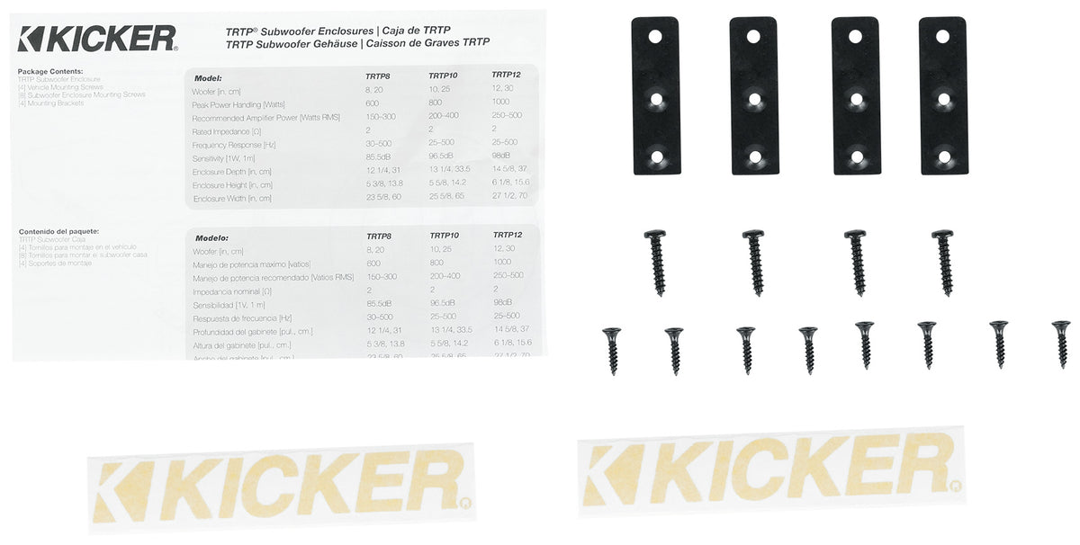 KICKER 48TRTP122 TRTP 12" 1000w Down Firing Subwoofer Enclosure+Passive Radiator