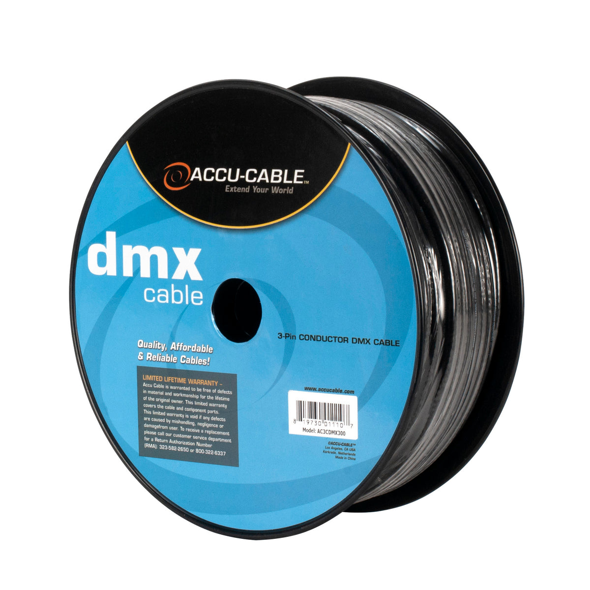 AC3CDMX300 22 AWG 300-Foot 3-Pin Conductor DMX Lighting Cable Spool