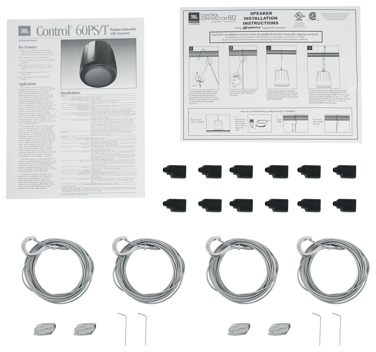 2 Control 60PS/T Commercial 70V White Hanging Pendant Subwoofers