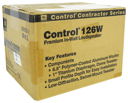 Pair Control 126 W 6.5" 2-Way In-Wall Speakers For Home/Restaurant/Bar/Cafe
