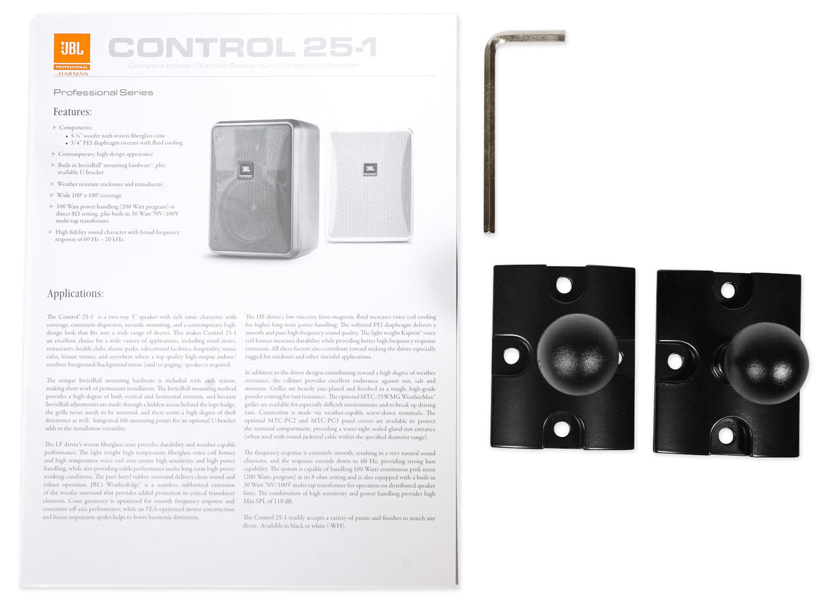 (2) Control 25-1 5.25" 30W 70V Wall-Mount Commercial Restaurant/Bar Speakers