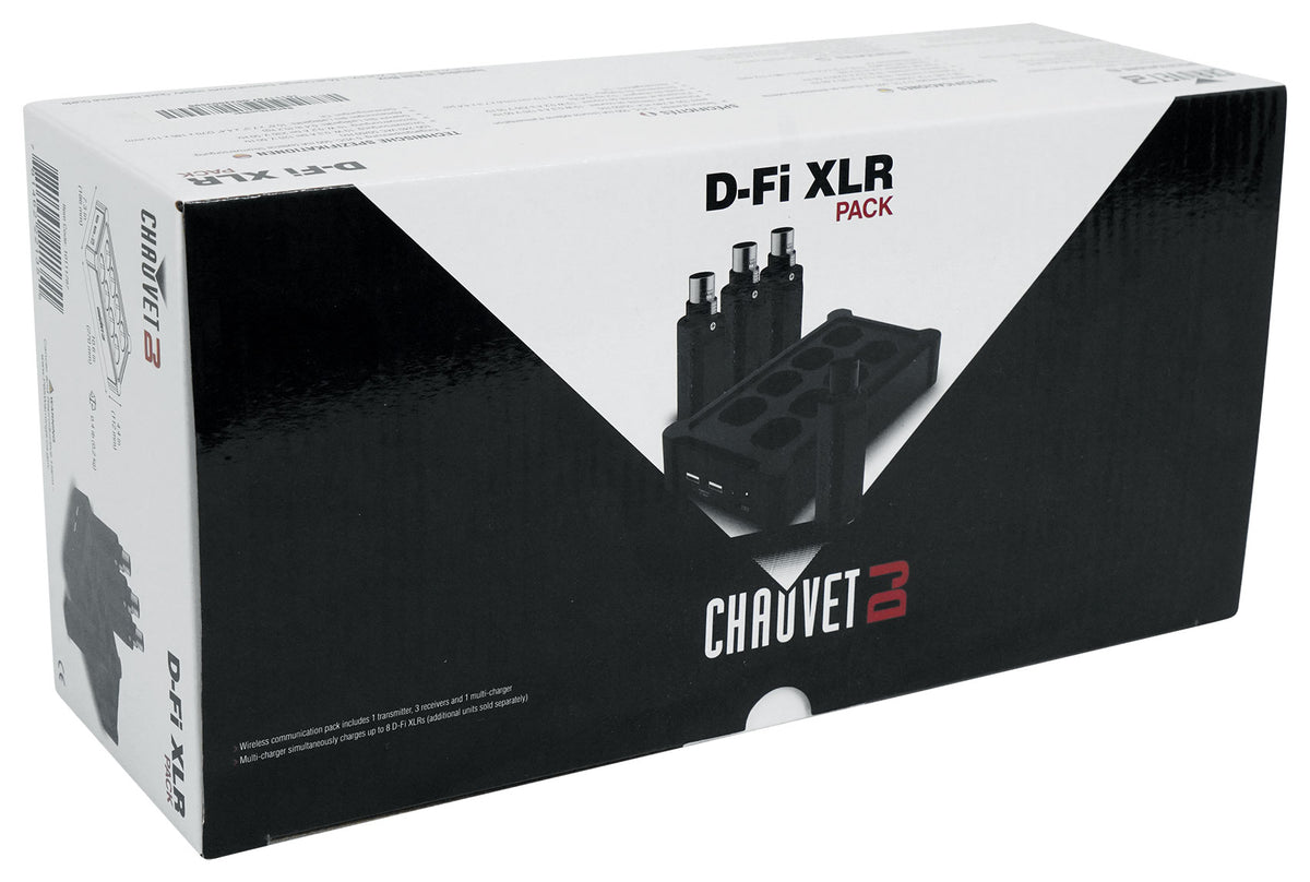 D-Fi XLR Pack w/(3) Receivers+Charger Turns DMX Lights into Wireless DMX