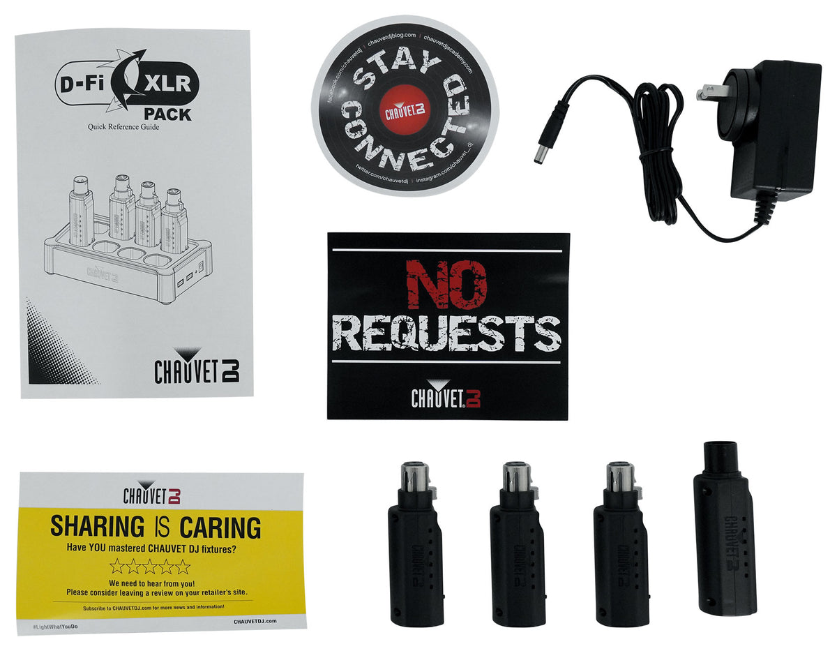 D-Fi XLR Pack w/(3) Receivers+Charger Turns DMX Lights into Wireless DMX