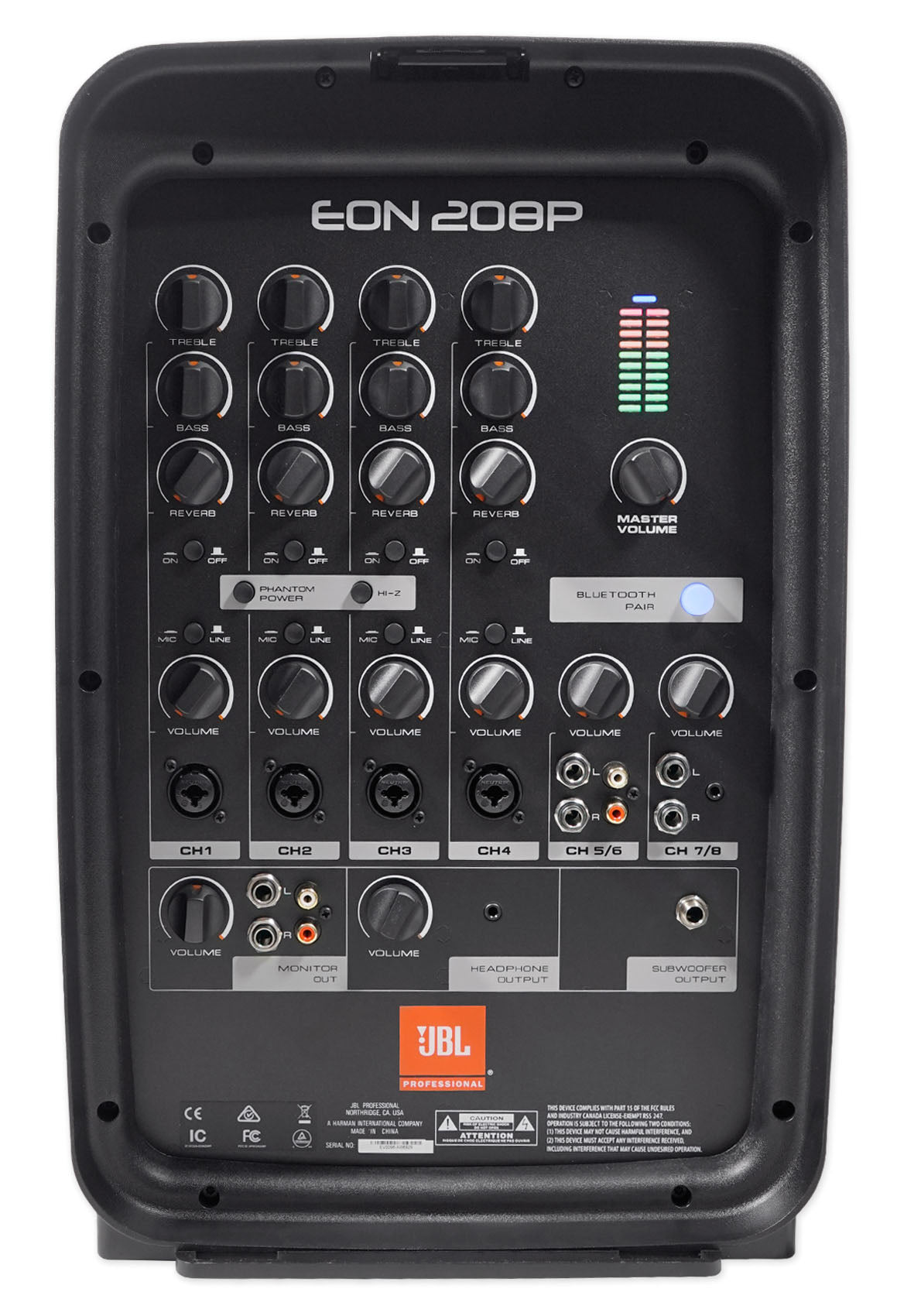 EON208P Portable PA System / Pair 8" Speakers + Powered 8-Channel Mixer/Bluetooth