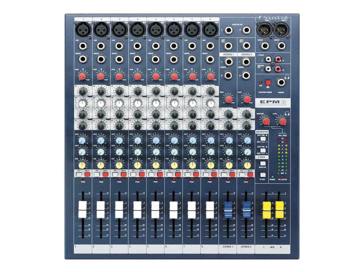 EPM8 8 Mono+2 Stereo Channel 2-Bus Recording/Live Mixer Console