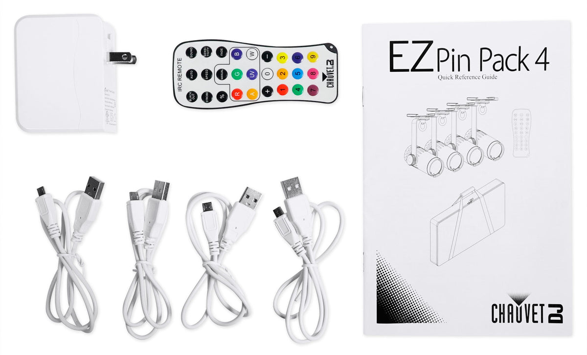 Ezpin Pack 4 EZpin Pin Spot Light Fixtures + IRC-6 Remote + Carry Case