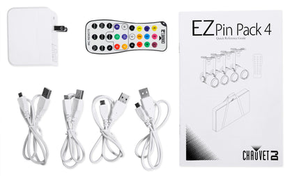 Ezpin Pack 4 EZpin Pin Spot Light Fixtures + IRC-6 Remote + Carry Case