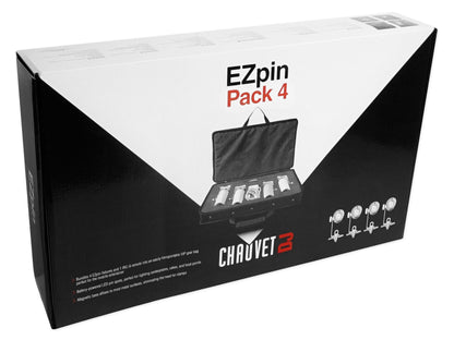 Ezpin Pack 4 EZpin Pin Spot Light Fixtures + IRC-6 Remote + Carry Case