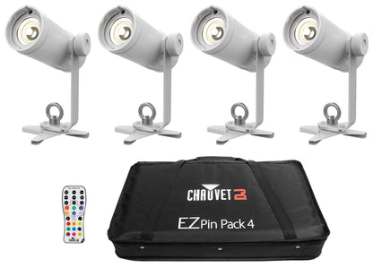 Ezpin Pack 4 EZpin Pin Spot Light Fixtures + IRC-6 Remote + Carry Case