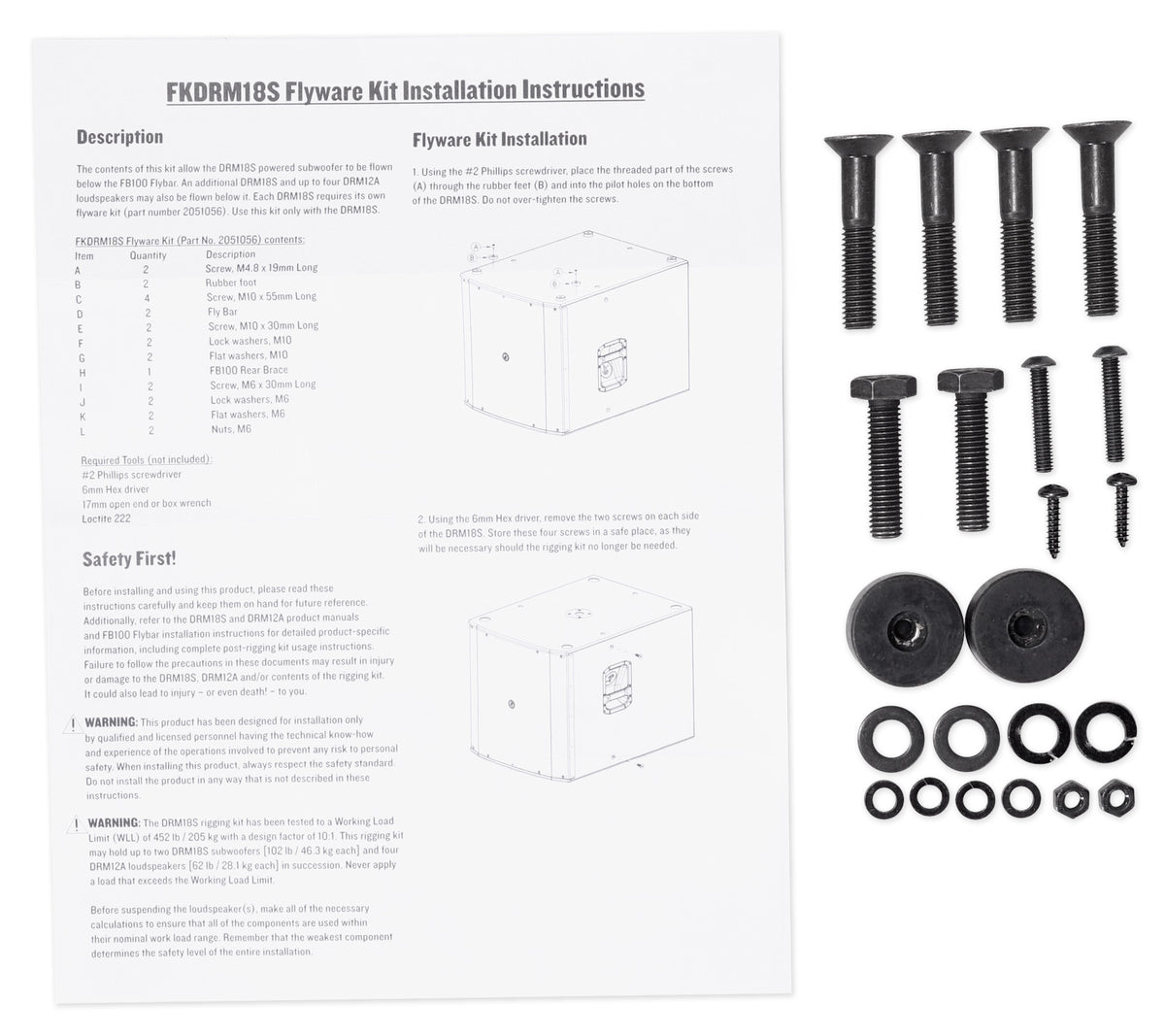 FKDRM18S Flyware Kit for DRM18S+DRM18S-P Subwoofers (FB100 Required)