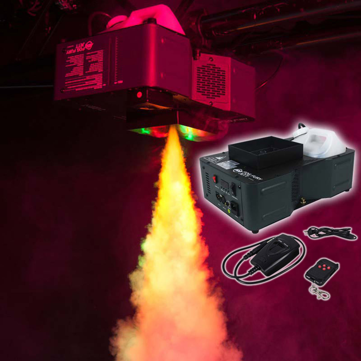 Fog Fury Jett 700W Vertical Fog Machine w/12 LED+DMX+Wireless Remote