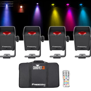 Chauvet DJ Freedom H1 X4 (4) Wireless RGBAW+UV Wash Lights+Bag+Charger+Remote