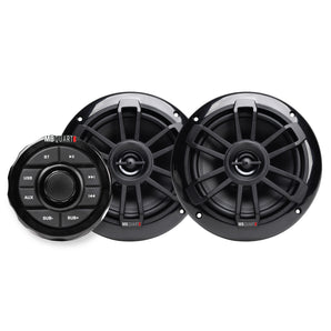 MB QUART GMR1.5S2B Marine Gauge Receiver w/ Bluetooth+(2) Black 6.5" Speakers