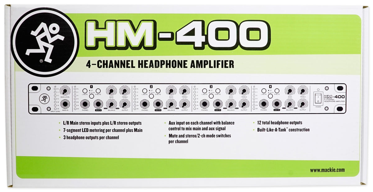 HM-400 Pro Rackmount 4-Channel Headphone Amplifier w/12 Headphone outputs