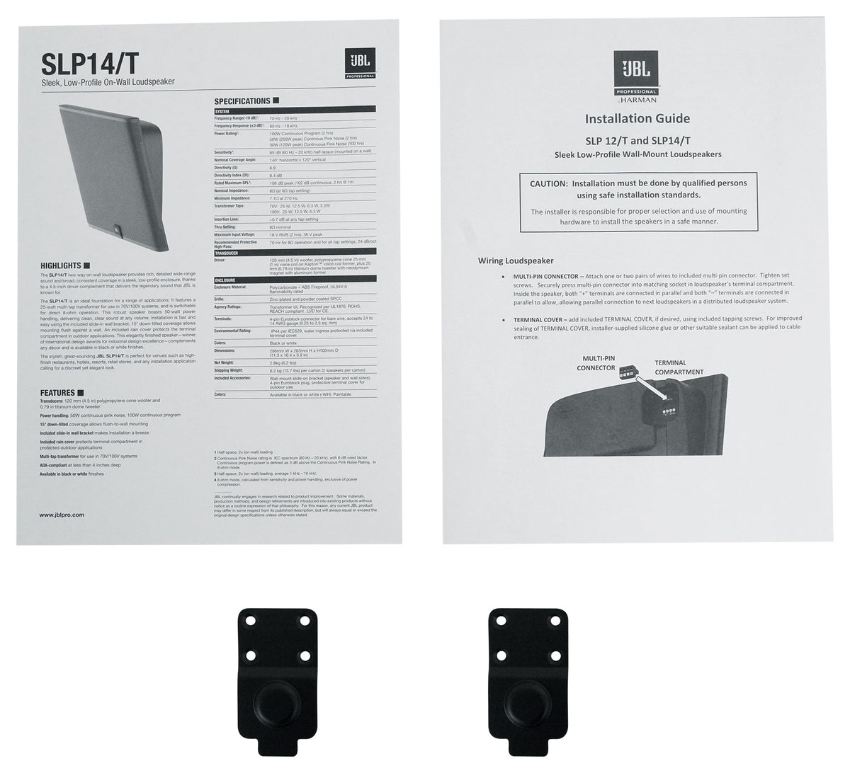 SLP14/T-BK Low-Profile On-Wall Speaker Pair