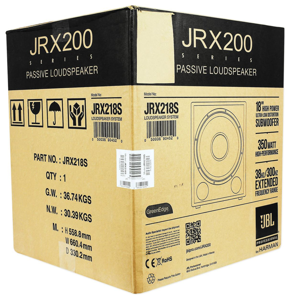 JRX218S 18" Compact Passive Subwoofer