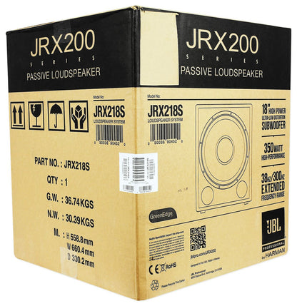 JRX218S 18" Compact Passive Subwoofer