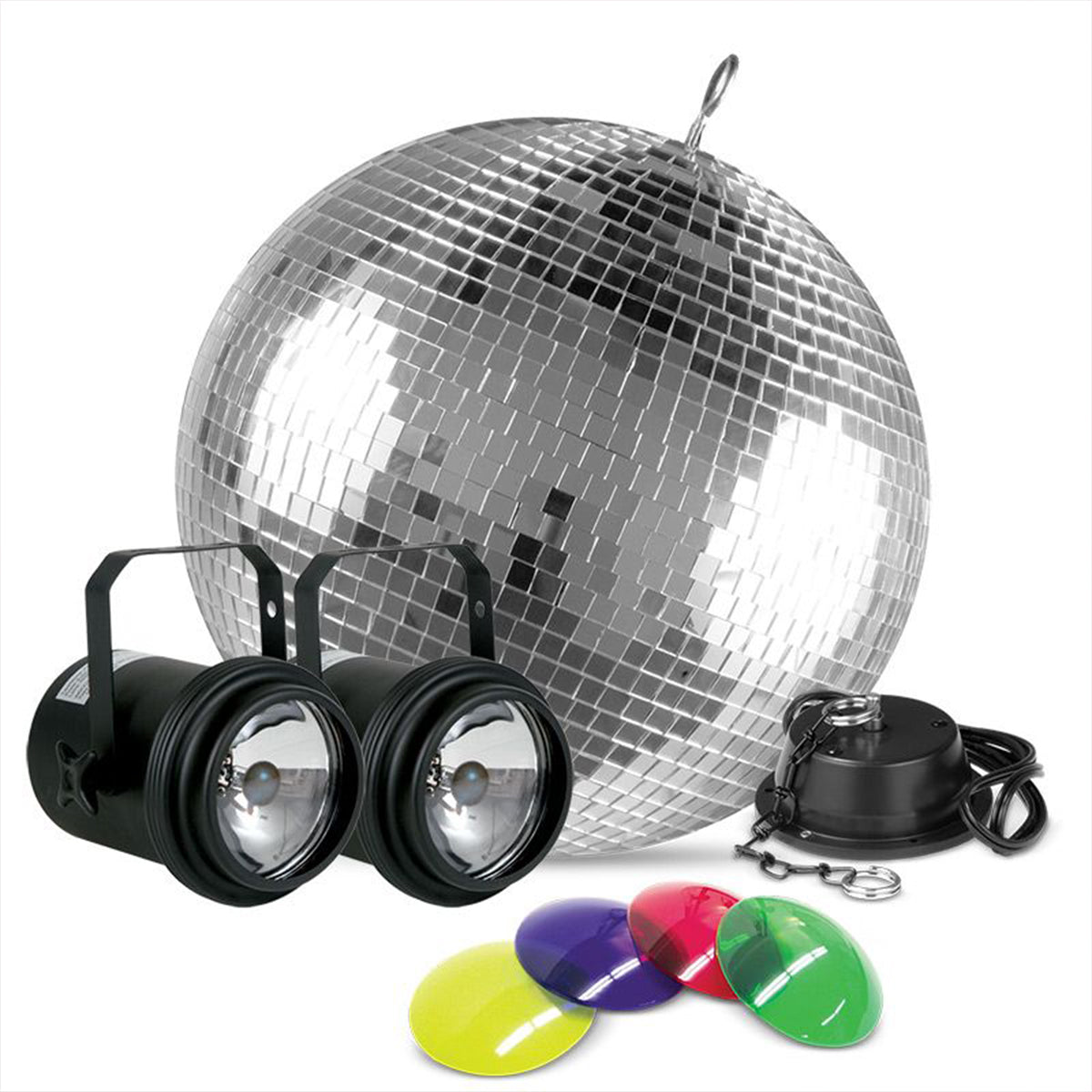 M-502EL 12" Disco Mirror Ball w/Motor+Pinspots+Color Gels