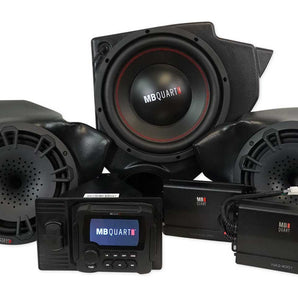 MB QUART Kick Panel Speakers+Receiver+Subwoofer+Amplifier for Select Polaris RZR