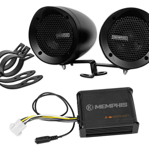 Memphis Audio MXABMB2 (2) Speakers+Amplifier For Motorcycle/ATV/Scooter/Dirtbike