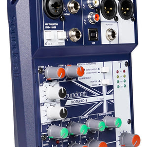 Soundcraft Notepad-5 Channel Podcast Mixer Podcasting Interface w/USB For Mac/PC